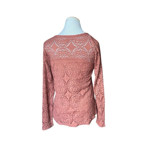 Womens Lace Henley Top Size M Brown Romantic Boho Forest Fairy Dark Coquette Y2K - Picture 4 of 12